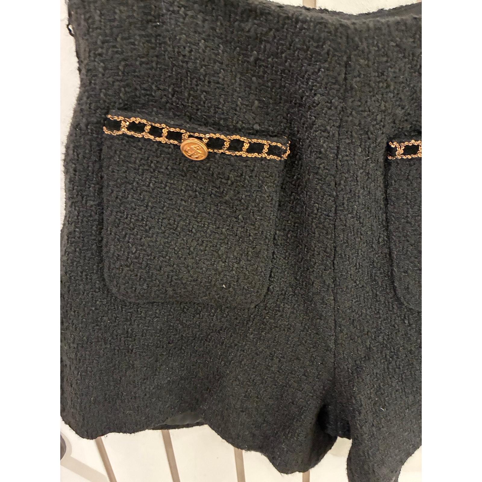 Urban Revivo Black Tweed Shorts With Bronze Buttons Size 4 — image 3 of 5